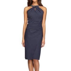 Alex Evenings embellished Halter Neck Sleeveless Ruched Sheath Dress NWT  grey 8